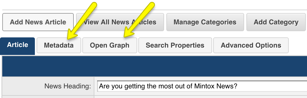 Mintox News tabs in add or edit article