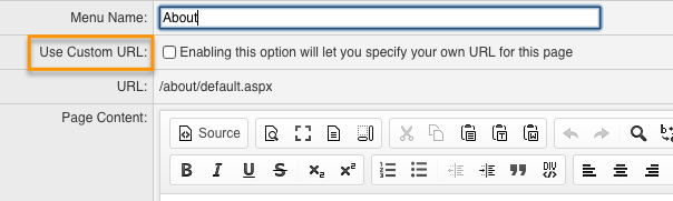 Custom URL tickbox in Mintox